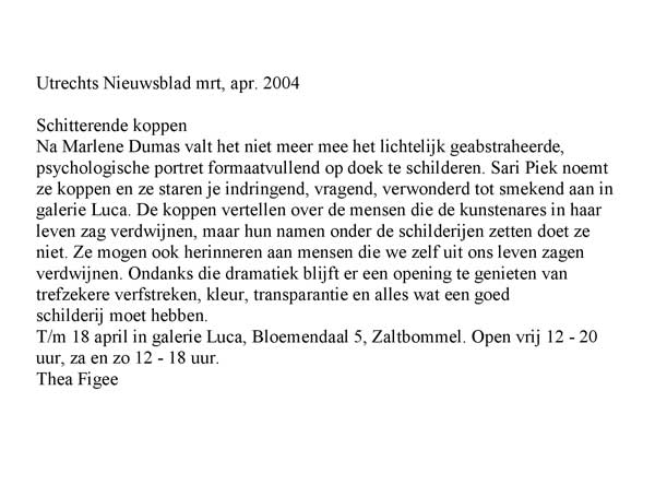 2004 Schitterende koppen mrt/apr Thea Figee Utrechts Nieuwsblad