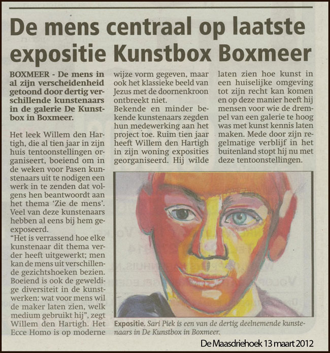 newspaper article named 'De-mens-centraal-op-laatste-expositie-Boxmeer'