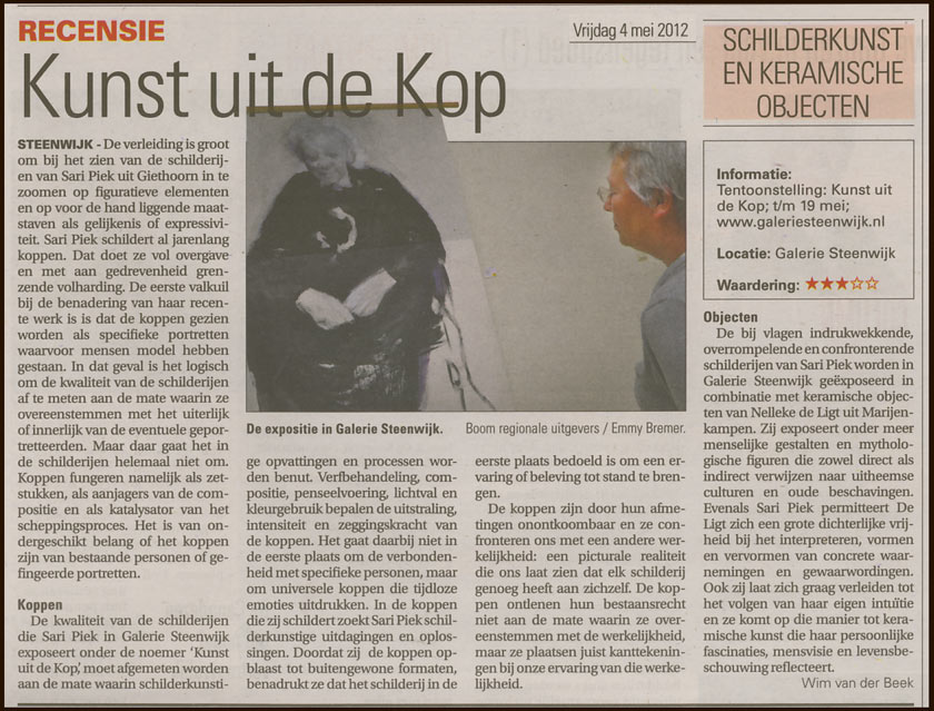 newspaper article named 'Kunst uit de Kop - Recensie'